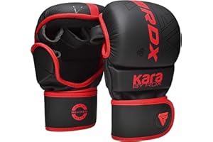 RDX Guantes MMA para Artes Marciales Grappling Entrenamiento, Maya Hide Cuero Kara Sparring Guantillas Lucha Muay Thai Kickboxing Krav Maga y Combate Training
