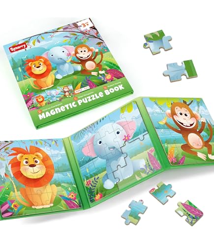 Kinder Magnet-Puzzle – 69 Teile, 4 Motive, Holz, Für Kinder Ab 3 Jahren, Reisespiel