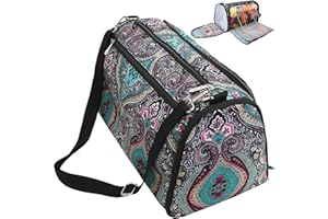 JOZEA Stricktasche, Garntasche zum Häkeln, Garn-Tragetasche, Organizer, tragbar, einzelne Fächer zum Tragen von unfertigen Projekten (Marineblau)