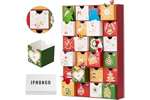 Anstore - Calendario dell'Avvento con 24 Scatola Regalo e 24 Adesivi autoadesivi numerati da 1 a 24, Ideale per Gioielli, Caramelle, Regali e Calendario dell'avvento Personalizzato