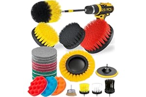 BRITOR Drill Brushes for Cleaning 23 Piece, Drill Brush Set Cleaning Tools, Car Drill Brushes Detailing with Scrub Pads, Power Scrubber Kit with Extend Long Attachment- for Grout, Tiles, Sinks
