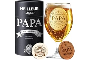 KEZKALS Cadeau Papa, Verre à Bière, Idee Cadeau Homme Original Personnalisé Anniversaire Noel Fete des Peres Original