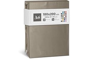 ‎BETTWAESCHE-MIT-STIL Bettwaesche-mit-Stil Mako Satin Spannbettlaken Spannlaken Spannbetttuch (180 cm x 200 cm, Matratzenhhöhe 21-30cm, Braun/Taupe)