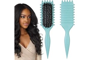 WBENG Spazzola per capelli ricci, Spazzola per definire ricci 2024, Spazzola per definire ricci, per pettinare e modellare uomini e donne (dark green)