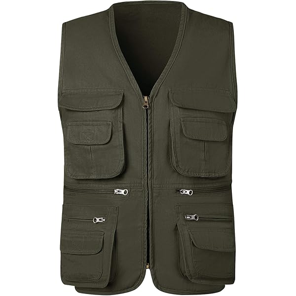 Gilet Multi-poches Homme – Léger, Respirant, Coupe-vent – Pour Randonnée, Pêche, Chasse, Travail, Extérieur (couleur Unie)