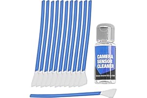IMPULSFOTO Kit de limpieza de sensor de cámara, con posibilidad de realizar de 6 a 12 limpiezas de sensor, 12x bastoncillos de limpieza de 12 mm de ancho "libres de polvo, envasados al vacío" y 15 ml de limpiador de sensor