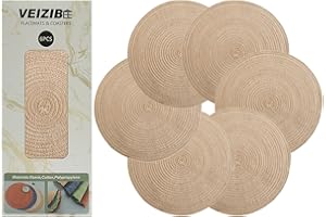VEIZIBEE Tovaglietta Rotonda Cotone Tovaglietta Lavabile 30cm Intrecciate Rotonde Tovaglietta Resistenti al Calore Tovagliette Antiscivolo Natalizie Placemats stile europeo per Matrimoni Eventi Festa (Beige)