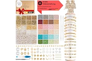 montivio - Perlen für Armbänder, inkl. Videoanleitung und E-Book, So wirst du zum Profi, Perlenset, Armbänder selber machen, Perlen zum Auffädeln, Diy Set Erwachsene, Pearl, Beads