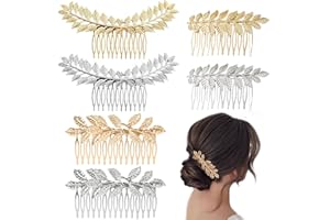 Paotxpum 6 PCS Leaf Hair Side Combs Gold Silver Petal with Teeth Combs French Vintage Twist Metal Bridal Decorative Hair Comb Women Girls Thin Hair and Thick Hair for Wedding Party Prom