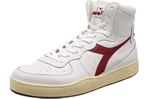 Diadora Heritage MI Basket Used Echtleder-Schuhe Coole Herren High Top Sneaker Turnschuhe Friezeitschuhe Weiß/Grau