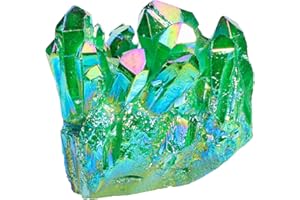 ‎NUPUYAI Nupuyai titanium coated rock crystal, druse rough stone, irregular crystal, cluster quartz, geode gemstone, for Reiki, Feng Shui decoration