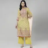 BIBA Women Modal Blend Straight Printed Suit Set