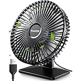Gaiatop USB Desk Fan, 6.5 Inch Ultra-quiet, 90° Adjustment for Better Cooling, 3 Speeds Portable Mini Powerful Desktop Table 