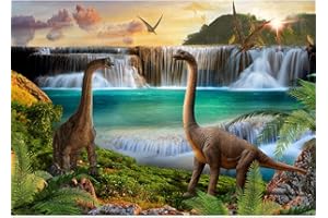 Runa Art Fototapete Dinosaurier 352 x 250 cm Vlies Tapeten XXL Moderne Wandtapete Wohnzimmer Schlafzimmer Grün Blau 9191011a