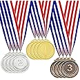 Midyrrg 12 Pcs Medals for Children 2 inch Metal Medals Gold Silver Bronze Winner Medals for Kids Adults Medal with Ribbon 1st 2nd 3rd Place Kids Toy Medals for Football Sports Day Medals Prizes