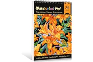 NAKIYO Watercolour Paper A4, 30 Sheets Watercolour Sketchbook Drawing Pad, 220GSM Acid Free Textured Paper, Art Supplies for Artist, Cold Pressed Art Pad for Teens Kids Student Adults-Flower