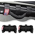 HTHE Grab Handles Grip Handle Roll Bar Grab Handle for Jeep Wrangler JK JL JT YJ TJ 1992-2023 Interior Accessories (2Pcs,with USA Flag Pattern,Oxford) Black