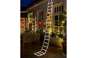 Geemoo 3 Meters Noel Guirlande Lumineuse Electrique, 338 LED Échelle avec Le Père Noël, 8 Modes, Fonction Mémoire Minuteur, Étanche, pour Decoration Noel Exterieur et Interieur (Multicolore)