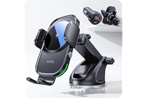 【QC3.0+Sucker+Clip】 Auckly Car Phone Holder Wireless Charger,Qi 15W Fast Wireless Car Charger Automatic Sensor Phone Holder Vent Mount Compatible for iPhone 12 13 14 15 Pro Max Plus Mini 11 XS