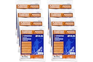 CRINSTON 8 x Telo copritutto/Teli plastica per coprire - 7mµ Qualità professionale – Totale 160 m² (Confezione da 8, Spessore medio)