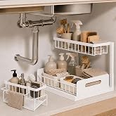 2026 Removable Under Sink Organizer + Compact Kitchen Organizer | 2 Tiers, Removable Tray, Increased Stability, Compact Organ