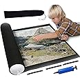 ELECDON Puzzle Roll Mat, Portable Puzzles Mat Jigsaw Roll Felt Mat, Felt Puzzle Mat Play Mat Puzzles Blanket for up to 1000-1500 Pieces Puzzles Travel Storage Bag, 26 x 46 Inches, Black