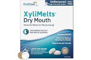 XYLIMELTS - 40 självhäftande tabletter mot muntorrhet och karies - något söt - diskret och användbar på dag och natt mot torr mun när du vaknar - VEGAN
