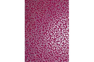 Netuno 5 Blatt Deko-Papier mit Muster 180 x 250 mm 150g Motivpapier Amarant mit Spitzenmuster in Silber Bastelpapier bunt gemustert für Origami Scrapbooking Journaling Papier Deko Craft Paper