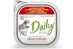 Almo Nature Daily, Alimento Umido per Cani Adulti con Manzo e Patate - 300g, Confezione da 9