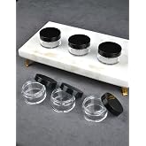 6 Adet Mika 10 ml Krem Kavanoz K&uuml;&ccedil;&uuml;k 4 cm Takı Siyah Kapaklı Mini Seyahat Krem Kavanozu
