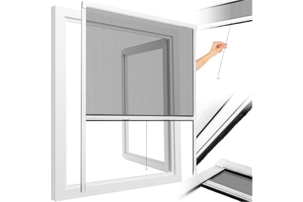 tectake® Moustiquaire fenetre plissé Moustiquaire Enroulable Cadre Aluminium 110x160cm Filet Anti Moustique Résistante aux intempéries & aux UV idéal Chambre Enfant Salon Chambre Bebe Entrée Maison