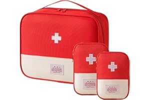 SXCCNW Medikamententasche, 3 Stück Medikament Tasche, Reiseapotheke Tasche, Medizin Aufbewahrungstasche, Tragbar Medikamententasche für Zuhause Schule Büro Outdoor Reisen Rot