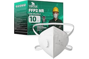 VENTUX SAFETY EQUIPMENT Mascherine FFP2 con Valvola | Filtrazione >94% || Ideali per Ambienti specifici || Monouso || Comfort e Sicurezza Certificati