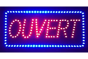 ADE LIGHT Enseigne lumineuse à LED Ouvert rouge/bleu 48x24x2.5cm