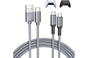 BASESAILOR pour XBox Series X|S Câble de chargement 3M 2Pack,Nintendo Switch 2 Contrôleur Long cordon de charge USB C pour PS5 Pro Controller,Elite Series 2,pour PlayStation 5 Dual/Sense Contrôleur