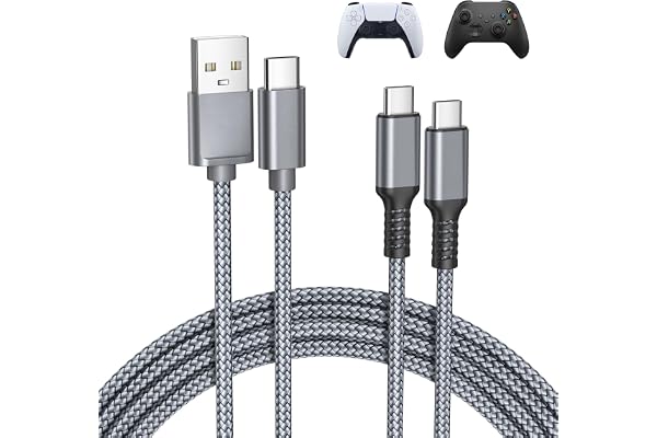 Basesailor para XBox Series X|S Cable Cargador 2M 2Pack,PS5 Pro Controller | Cable de carga USB tipo C para Nintendo Switch 2/OLED/Lite,Elite Series 2,para PlayStation 5 DualSense Controller