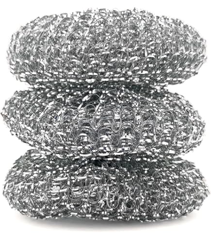 La Briantina Spugne Acciaio Inox per Pulizie Superfici Dure, Pentole e Tegami, Grado di Abrasività Elevato, Diametro 12 cm, 80 Grammi, 10 Pezzi