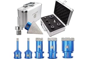 Punta per Trapano Diamantata Set - BRSCHNITT 6/6/20/25/35mm+35mm Fresa Diamantata M14 Filo per Porcellana Granito Piastrella Marmo Taglio a Secco&Adattatori