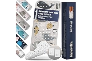 Homerella® Children's Bath Mat 100 x 40 cm Non Slip Kids Antibacterial Extra Comfortable Including Hooks for Storage Children & Baby Bath Mat Non-Slip