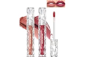LESTPOLA Glitzer Lipgloss Set-2Pcs Metallic Diamond Flüssiger Lippenstift Lip Gloss, Pink Rot Liquid Glitter Schimmer Lippenstift, Langanhaltend Wasserdicht, Non-Stick Cup Hochpigmentiert Lip Tint Gloss-03+04