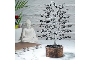 CROCON Black Tourmaline Gemstone Tree of Life - Chakra Tree for Positive Energy, Feng Shui Decor - Handmade Crystal Tree, Good Luck Money Tree Bonsai, Black Healing Crystal - Meditation Stone, Spiritual Gift