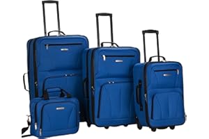 Rockland Equipaje Journey Softside Set Vertical, Azul, 4-Piece Set (14/19/24/28), Juego de Equipaje Vertical Journey Softside