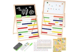 Farerkass Holz-Abakus für Kinder Ab 3 Jahren – Montessori Lernspielzeug Zur Förderung Von Mathematikfähigkeiten (Addition, Subtraktion, Multiplikation, Division) – Tragbar, Robust