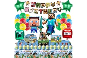 HKYIOWDP Geburtstagsdeko, 66 Pcs Geburtstag Deko, Geburtstag Luftballon, Banner, Partygeschirr mit Tischtuch, Tortendeko, Pappteller, Servietten, Party Deko