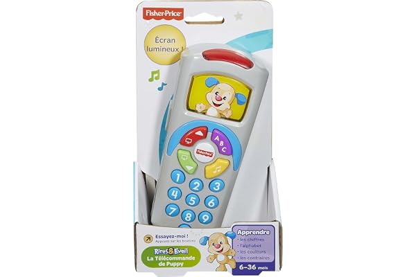 Fisher-Price la Télécommande de Puppy Jouet Bébé pour Apprendre les Nombres, les Couleurs et les Premiers Mots, 6 Mois et Plus, DLD31