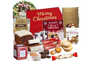 SOOLAR Tea Lovers Traditional Christmas Hamper- Tea Fruit Cake Truffle Hazelnut Jam Biscuits Mince Popcorn- New Year Afternoon Tea Gift for Men & Women