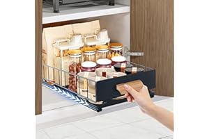 LYLIDIA Cajón Extraible Cocina 40x24x10cm Cajón de Cocina Extensible Deslizantes Cajón Telescópico Armario Cocina con Adhesivo Cajon Extraible Mueble Cocina Negro Sin Necesidad de Taladrar Ni Clavar