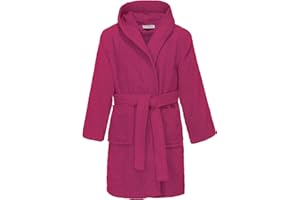 REDBEST Kinder-Kapuzen-bademantel 100% Baumwolle, Morgenmantel Frottier, Serie Chicago - saugstark, strapazierfähig, mit Taschen und Bindegürtel