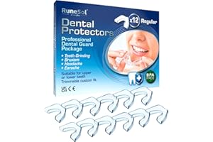 Runesol Ferula Descarga Bruxismo, 12 x Normal, Férulas Dental Moldeable, Protector Bucal para Dormir, Ferulas de Descarga para Bruxismo, Ferula Dental Noche, Funda Dientes, Felulas Bucales Dentales