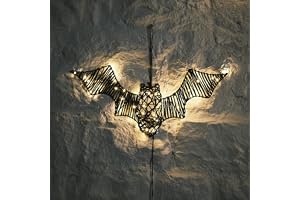 Lights4fun Halloween svart rotting fladdermus hängande dekoration batteridriven 45 varmvita lysdioder med timer för inomhus- och utomhusbruk